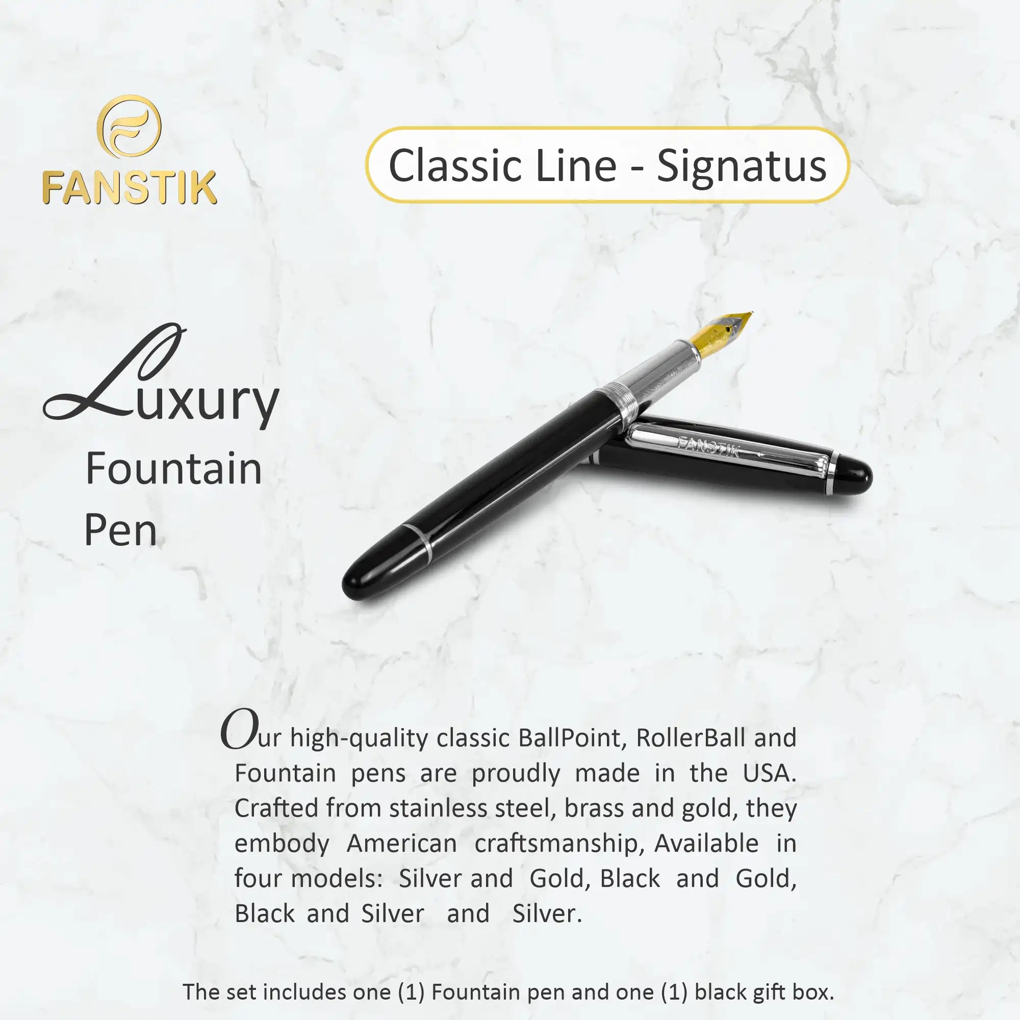 black fountain pen, luxury fountain pen, best fountain pens fine, luxury fountain pens, fancy fountain pen, fountain pen kit, fountain pen gift