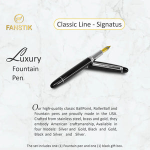 black fountain pen, luxury fountain pen, best fountain pens fine, luxury fountain pens, fancy fountain pen, fountain pen kit, fountain pen gift