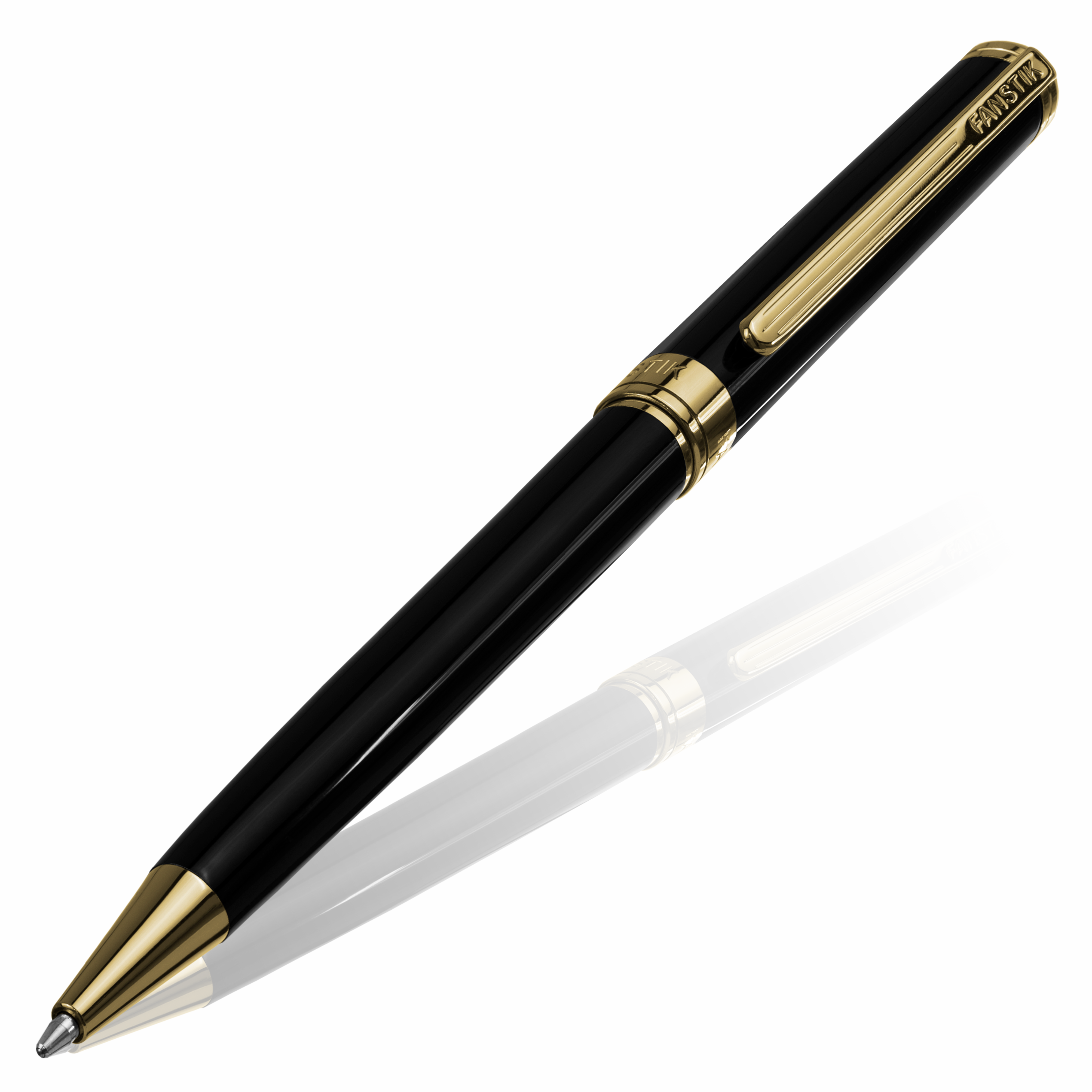 FANSTIK Black & Gold Luxury ballpoint Pen,  Real 24K Gold Plating, Professional executive pen gift set for men (Lux BallPoint Black-Gold) (No Box)