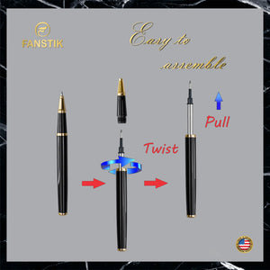 black and gold ballpoint pen,   professional pens, best professional pens, pen components,  