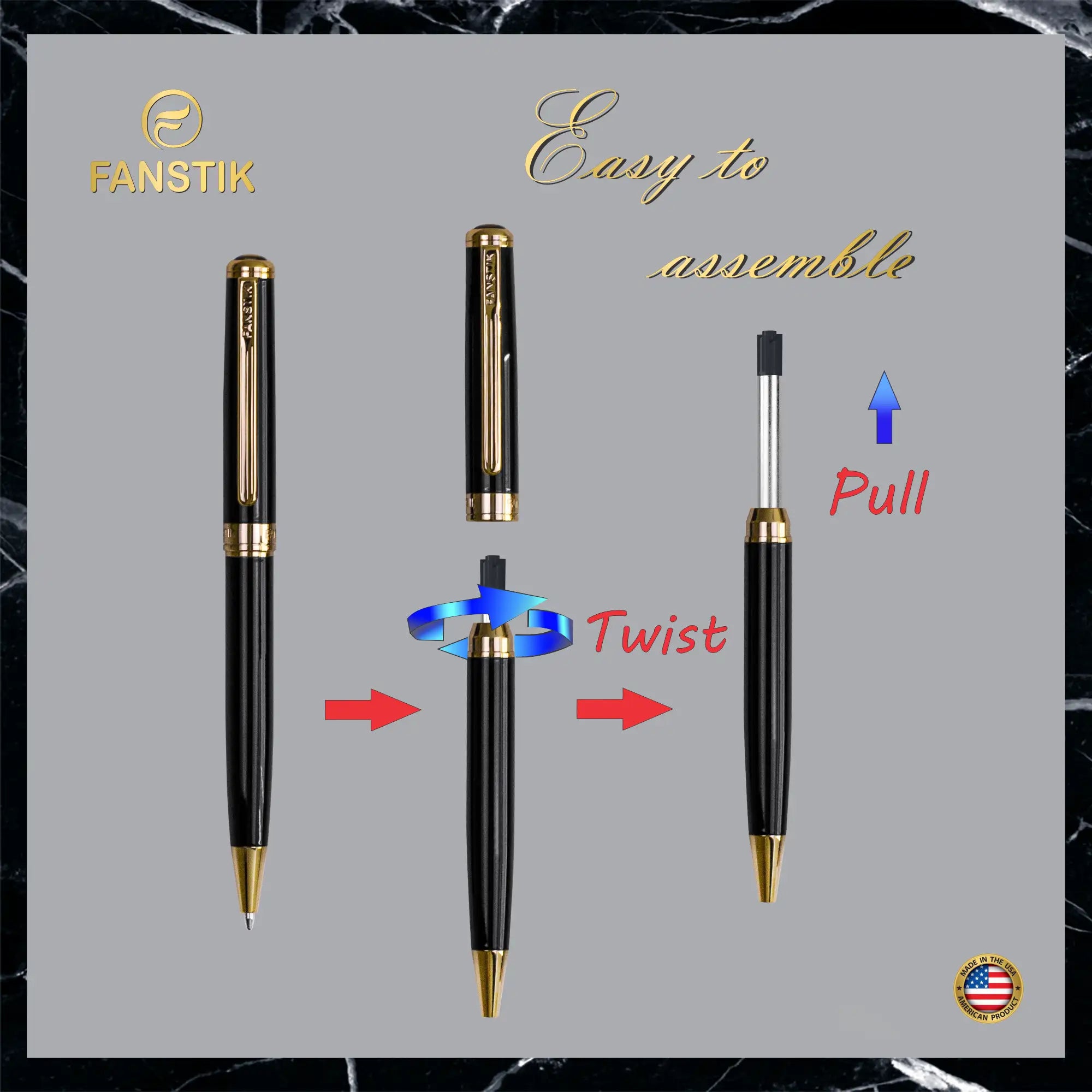 black and gold ballpoint pen,  pen components,  