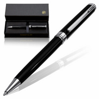FANSTIK Black & Silver Luxury ballpoint Pen, Chrome Finish, Professional executive pen gift set for men (Lux BallPoint Black-Silver)