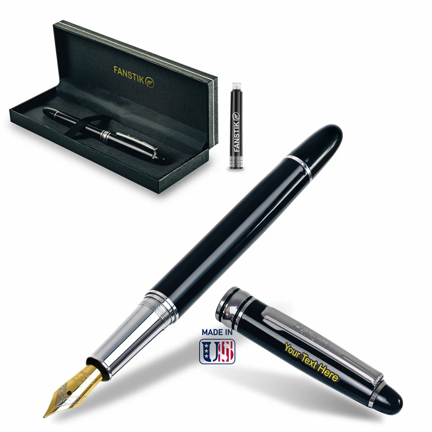 black fountain pen, luxury fountain pen, best fountain pens fine, luxury fountain pens,  fountain pen gift