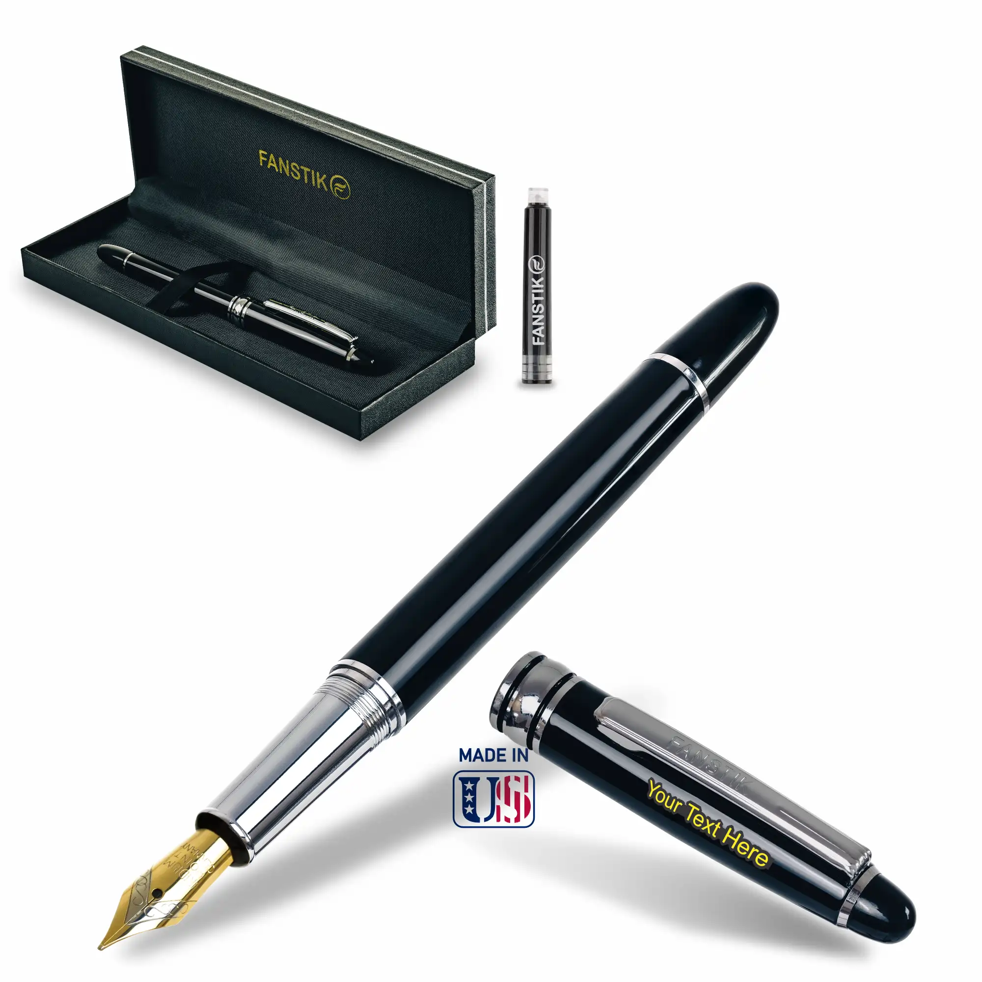 black fountain pen, luxury fountain pen, best fountain pens fine, luxury fountain pens,  fountain pen gift