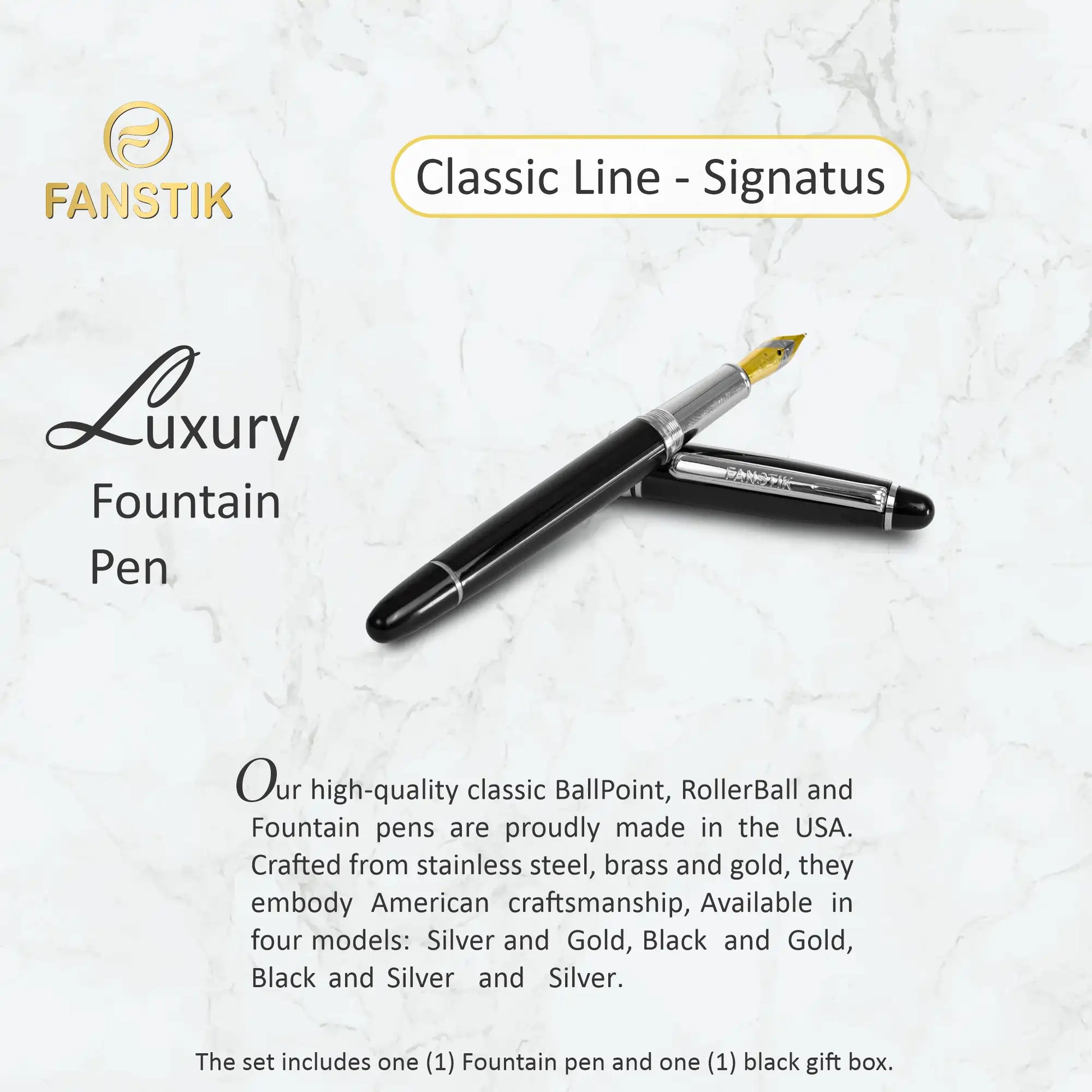 black fountain pen, luxury fountain pen, best fountain pens fine, luxury fountain pens, fancy fountain pen, fountain pen kit, fountain pen gift
