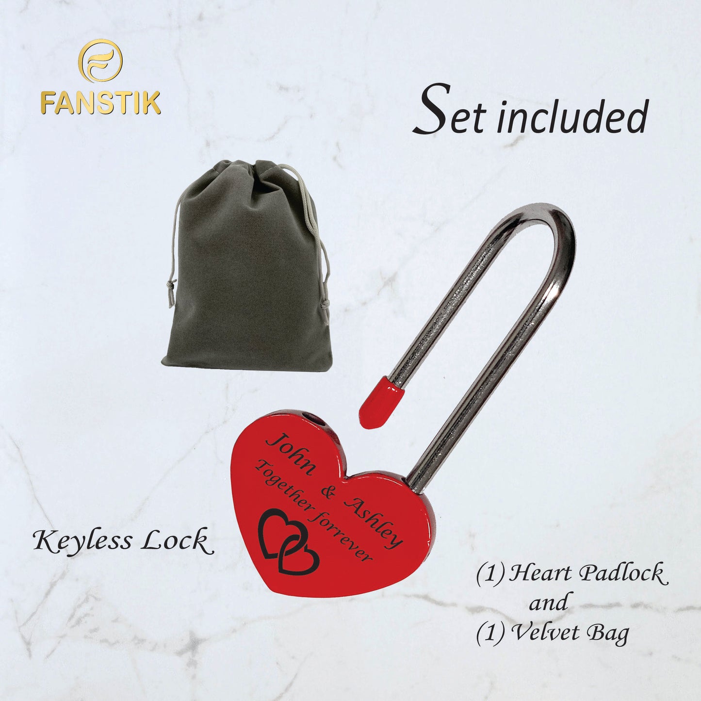 Red hearts padlock