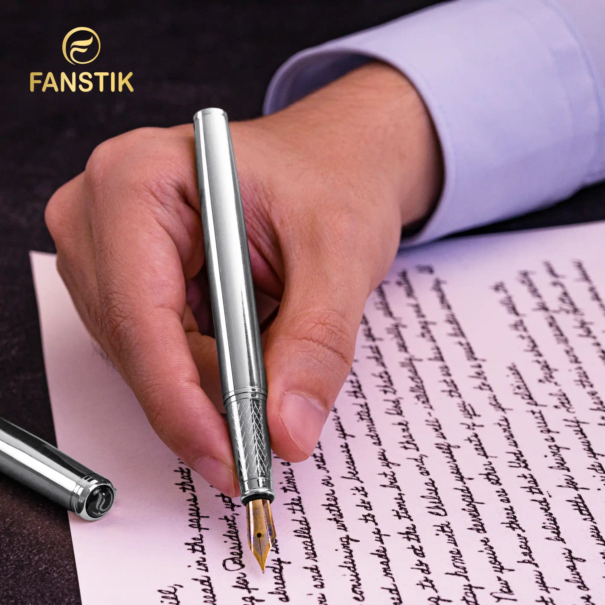 silver fountain pen, luxury fountain pen,  fountain pen gift