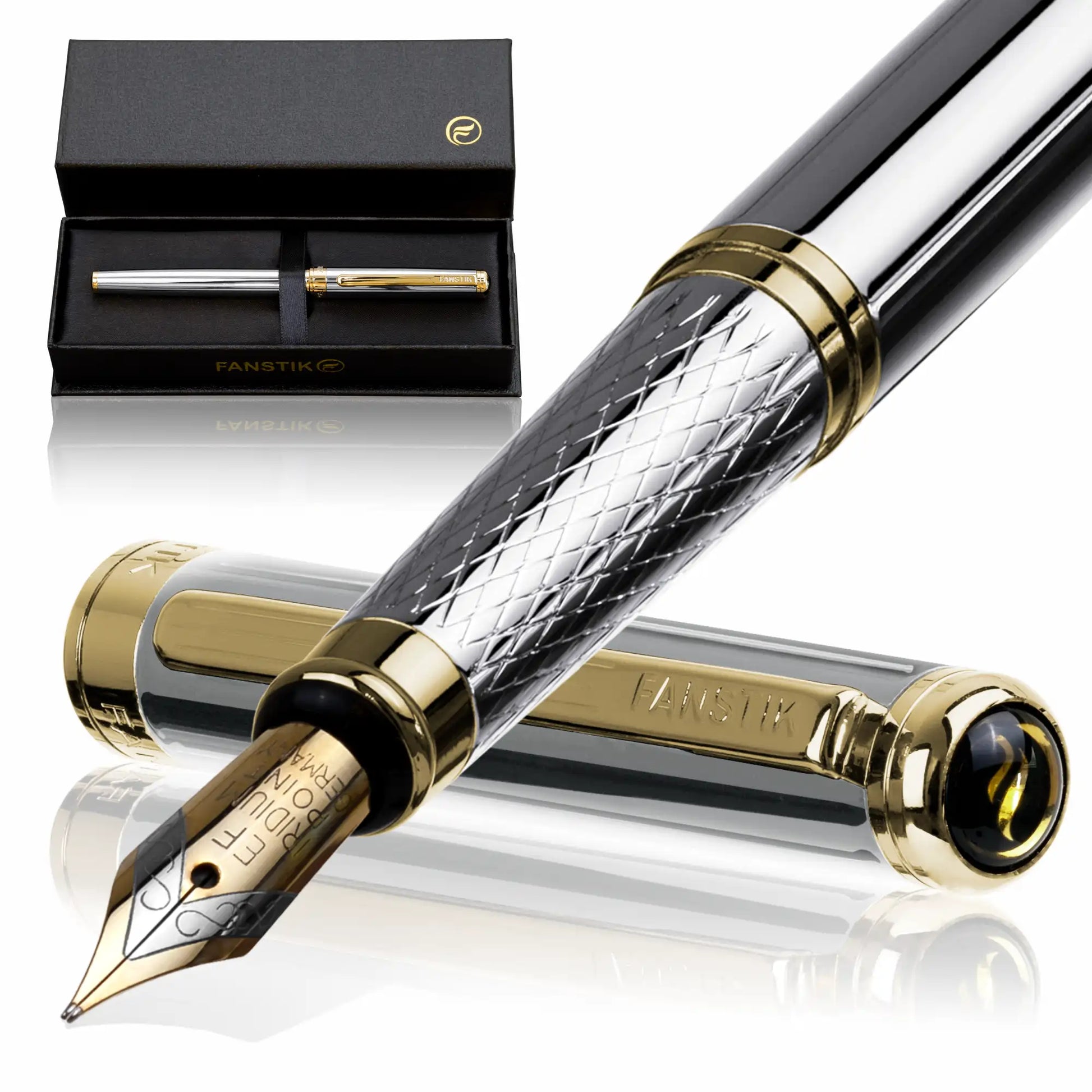 silver fountain pen, luxury fountain pen, fountain pen gift