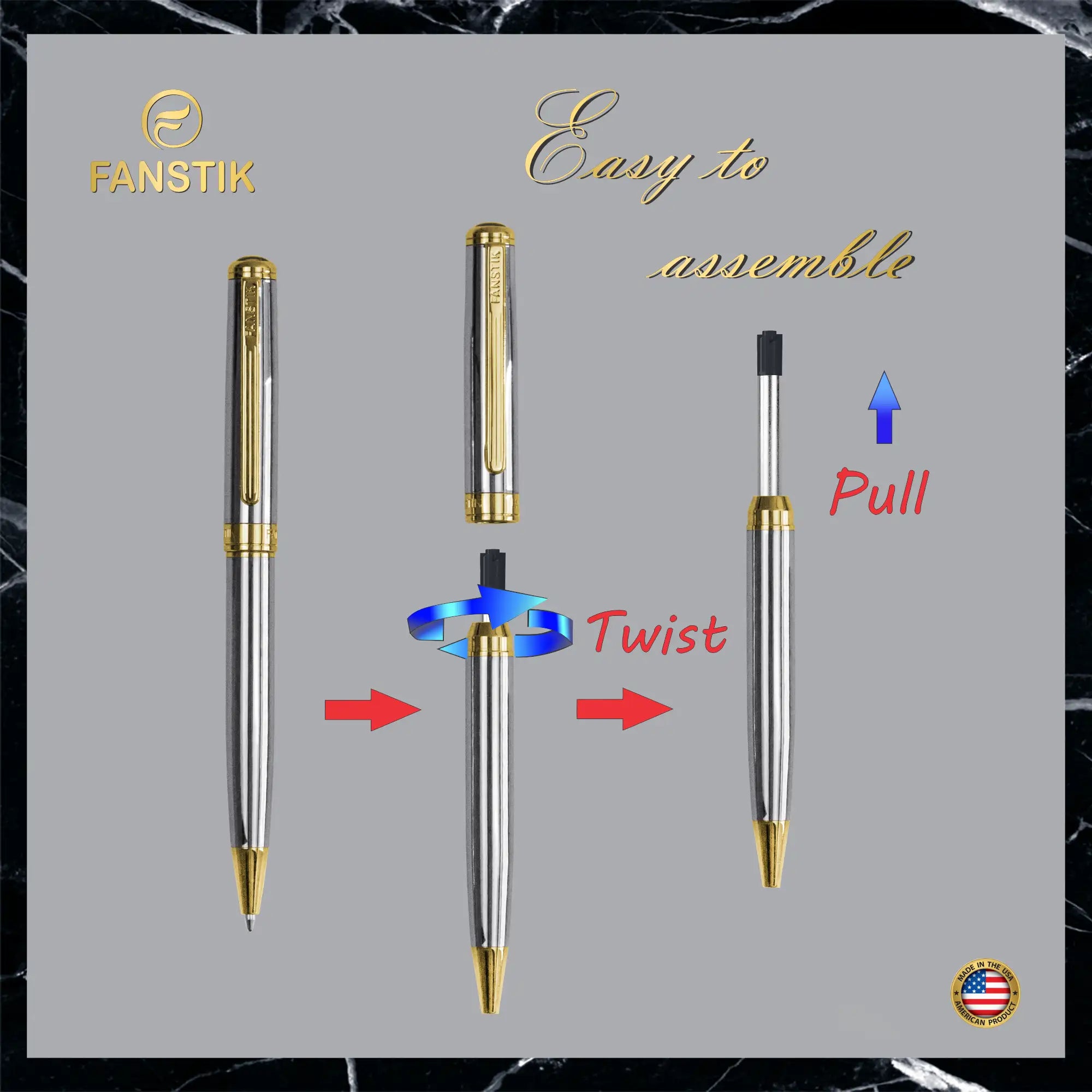 silver and gold ballpoint pen, professional pens, best professional pens, pen components